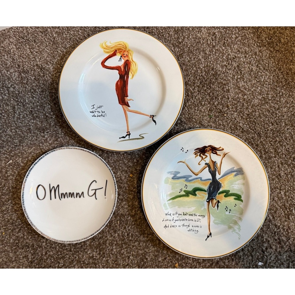 Sakura Glamour Girls Salad Plates Set 2 & Pier 1 O Mmmm G! Dessert Plate Set 3